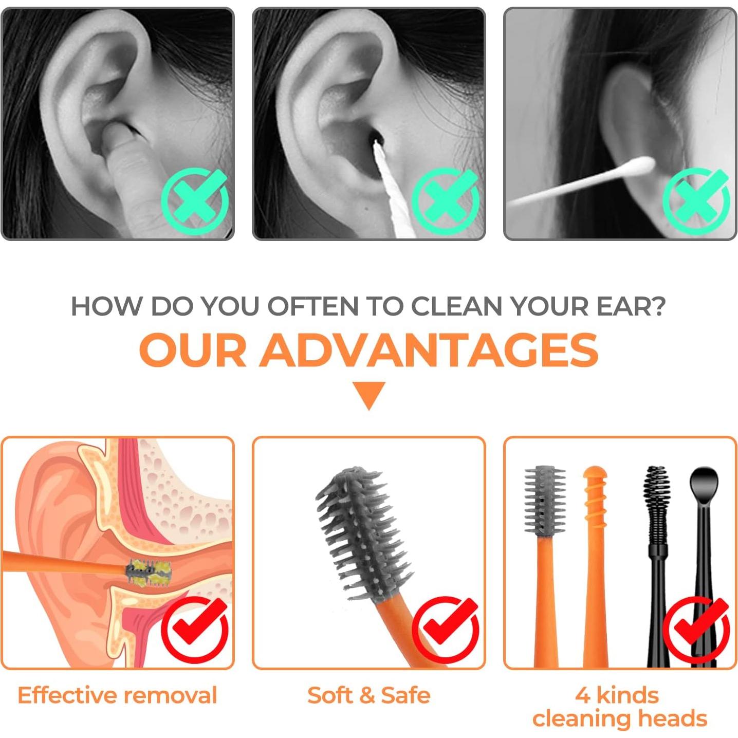 Kit de Eliminación de Cerumen Gogoleee 2 Piezas Silicona y Acero