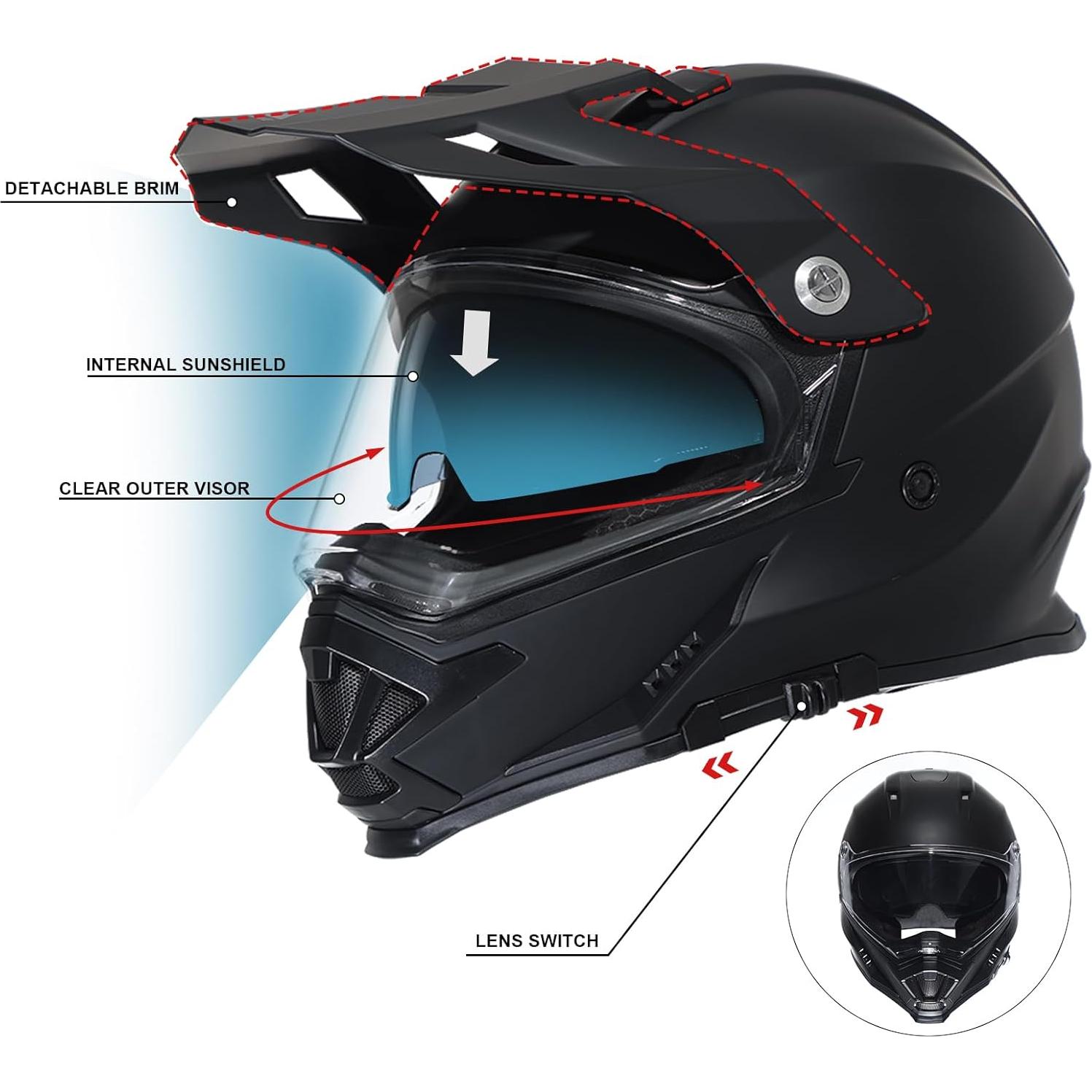 Casco de Motocicleta TRIANGLE AH609 Mediano Negro Mate
