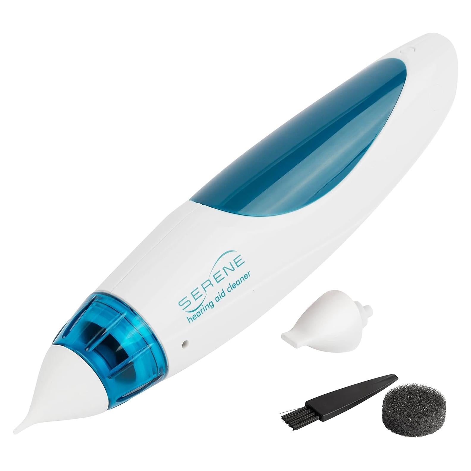 Serene Innovations Hearing Aid Cleaning Kit for Earwax Removal – Hearing Aid Cleaner Runs on 4 AA Batteries to Clean Hearing Aid Tubes, Earbuds, in-Ear Monitors, & More – Ear Wax Suction Vacuum