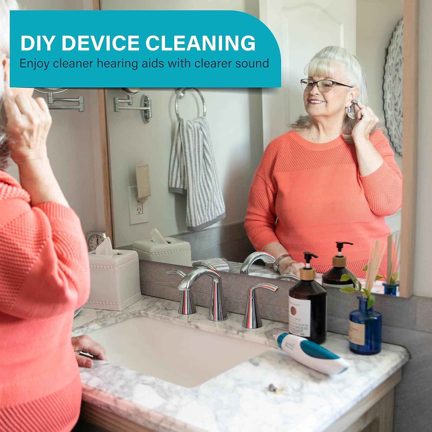 Serene Innovations Hearing Aid Cleaning Kit for Earwax Removal – Hearing Aid Cleaner Runs on 4 AA Batteries to Clean Hearing Aid Tubes, Earbuds, in-Ear Monitors, & More – Ear Wax Suction Vacuum