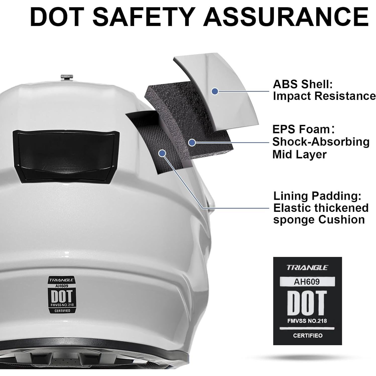 Casco Triangle AH609 Dual Sport para Motocicleta XL Blanco