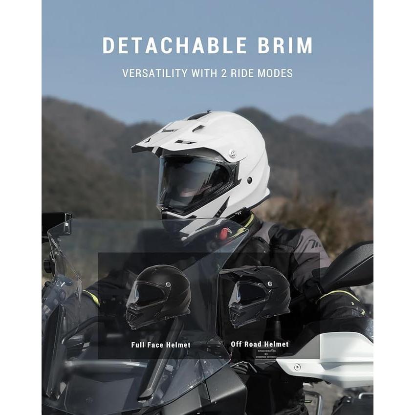 Casco Triangle AH609 Dual Sport para Motocicleta XL Blanco