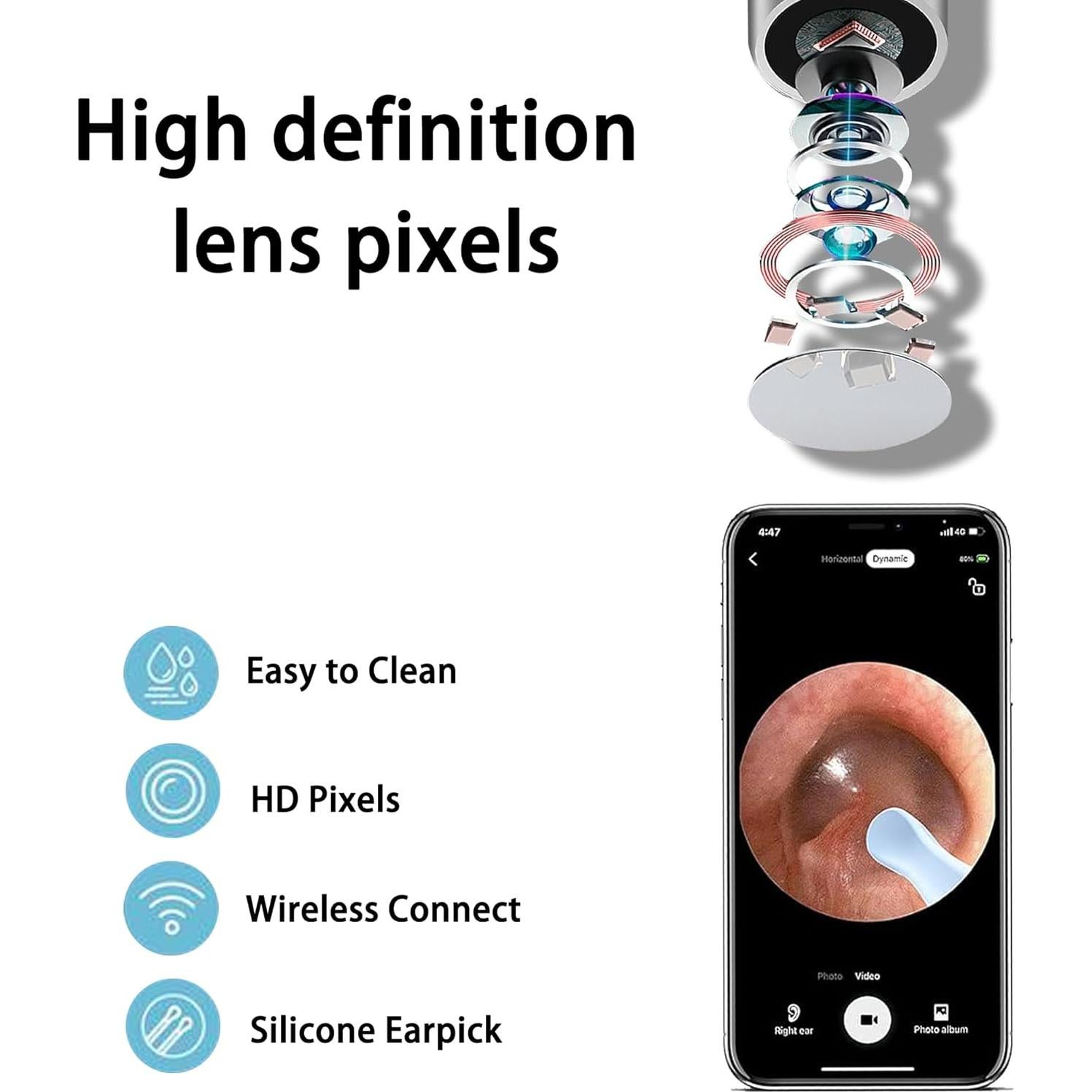 Limpiador de Oídos con Cámara HD 1080P Yunwei, Carga Rápida