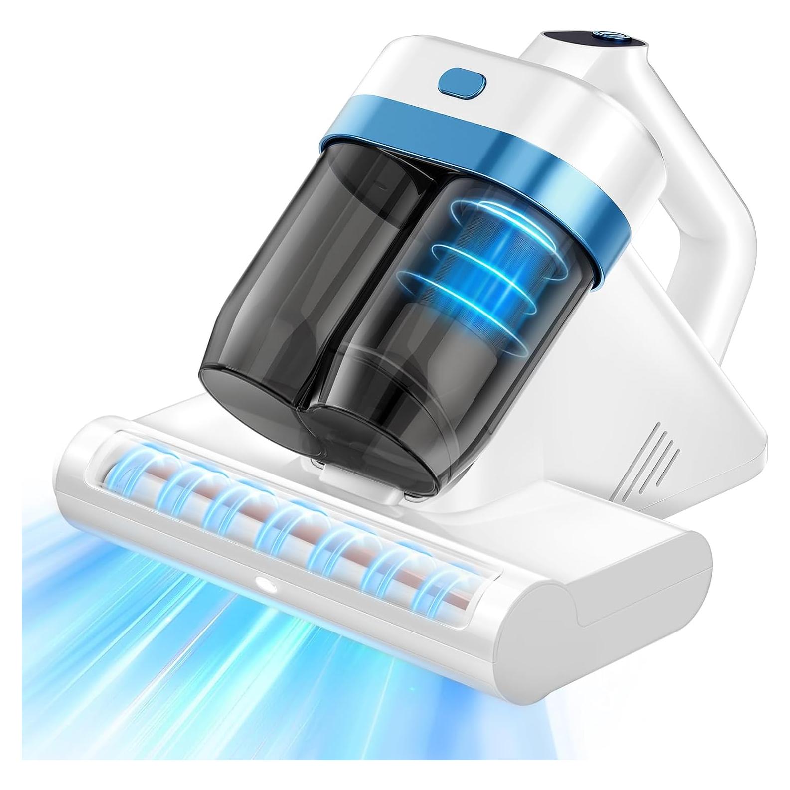 Mattress Cleaner Vacuum with Strong Suction, Ultrasonic Heating Tech & 140°F Heat & Widened Port Vacuum, 500W 20Kpa Power Double-Cup Handheld Bed Vacuums for Cribs Pillows Fabric Surface