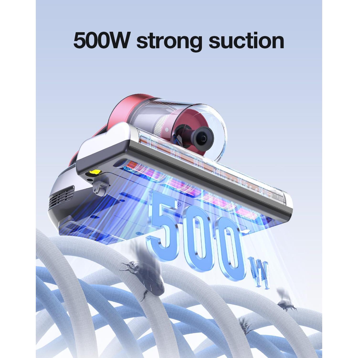 Jimmy Mattress Vacuum Cleaner, Bed Vacuum Cleaner with UV-C Light & Ultrasonic, 15Kpa Suction 500W Powerful Handheld Vacuums for Dust & Pet Hair with HEPA (BX5 Pro, Corded)