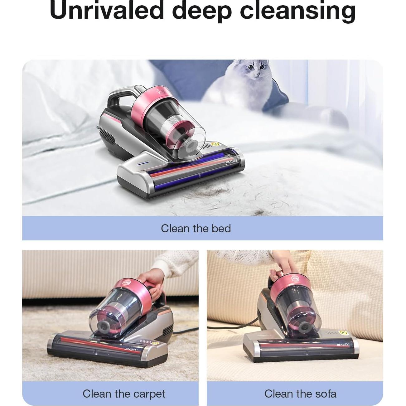 Jimmy Mattress Vacuum Cleaner, Bed Vacuum Cleaner with UV-C Light & Ultrasonic, 15Kpa Suction 500W Powerful Handheld Vacuums for Dust & Pet Hair with HEPA (BX5 Pro, Corded)