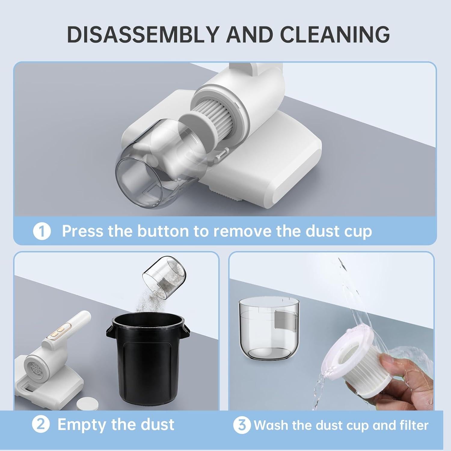 Aspiradora de Colchones PZCC Q1 Inalámbrica con Filtro HEPA