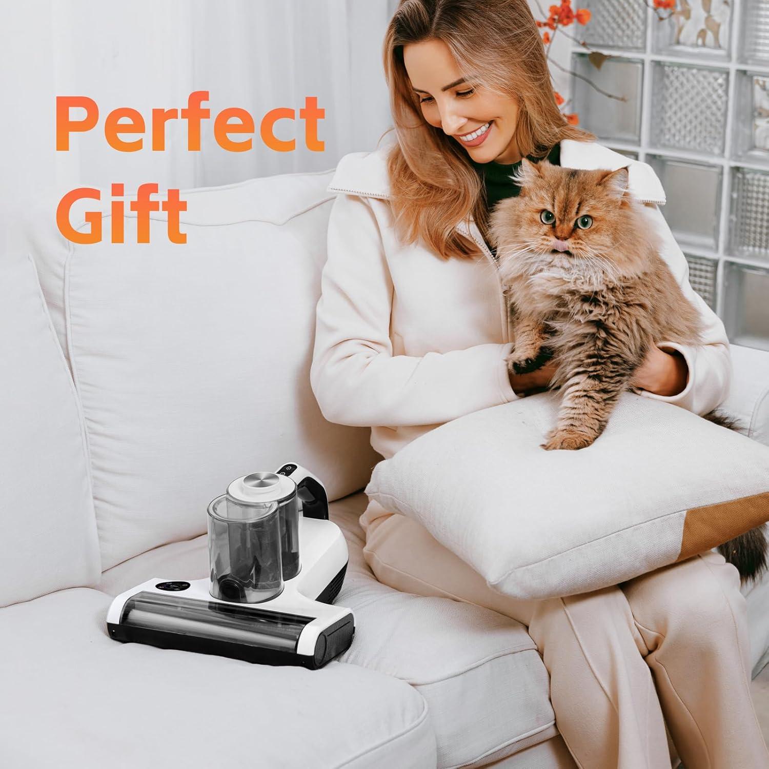 Dibea Handheld Mattress Vacuum, Upholstery Bed Vacuum Cleaner Machine, 18KPa Suction, 140℉ Heating, Smart Dust Sensor, Washable HEPA Filter, Deep Clean Dust, Debris on Couch, Fabric, Furniture