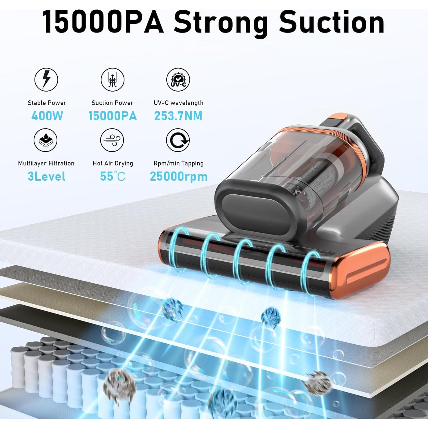 Limpiador de Colchones WFFOIFL MVC01 400W con Luz UV y HEPA