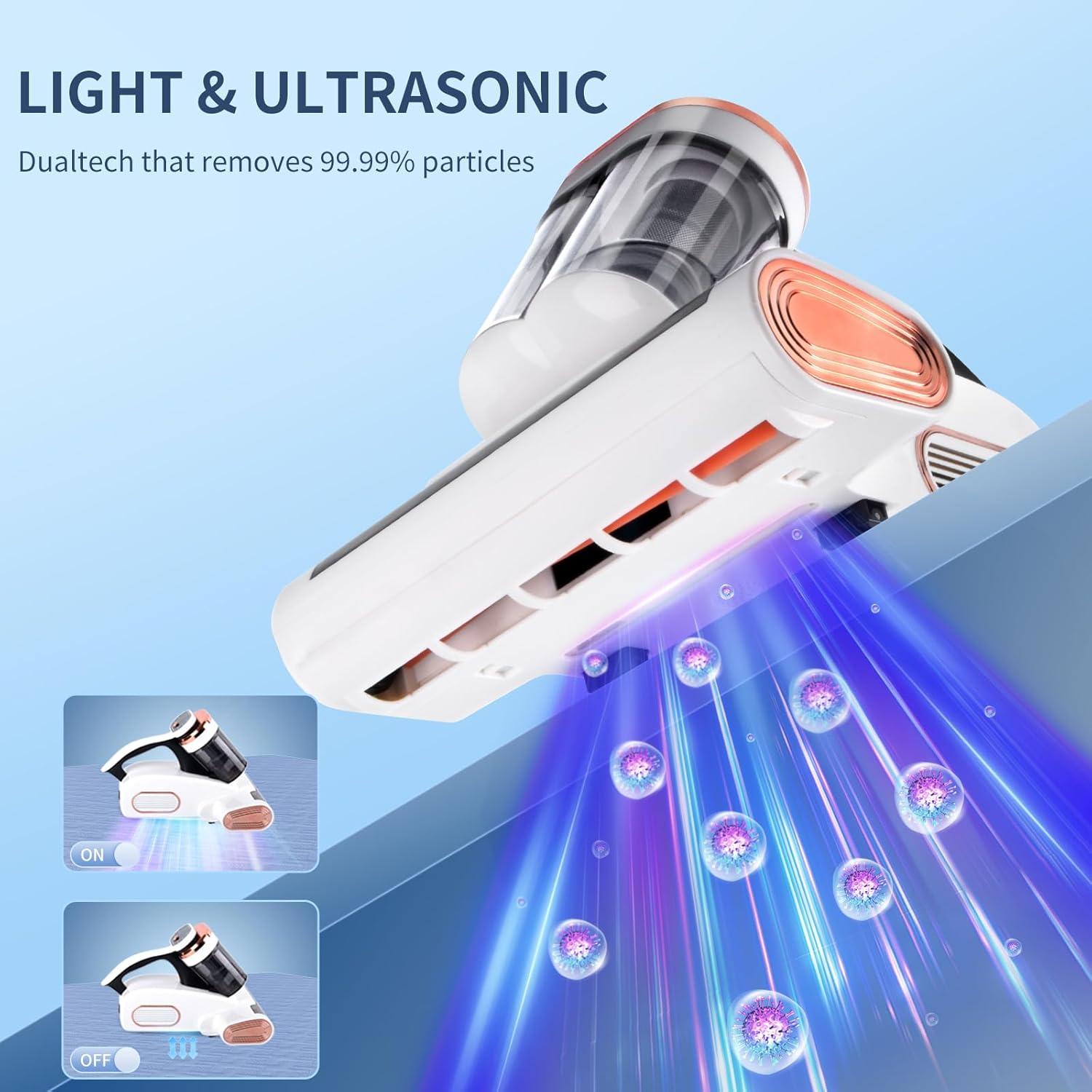 Aspiradora de Cama Zerzuo 500W Portátil HEPA Blanco