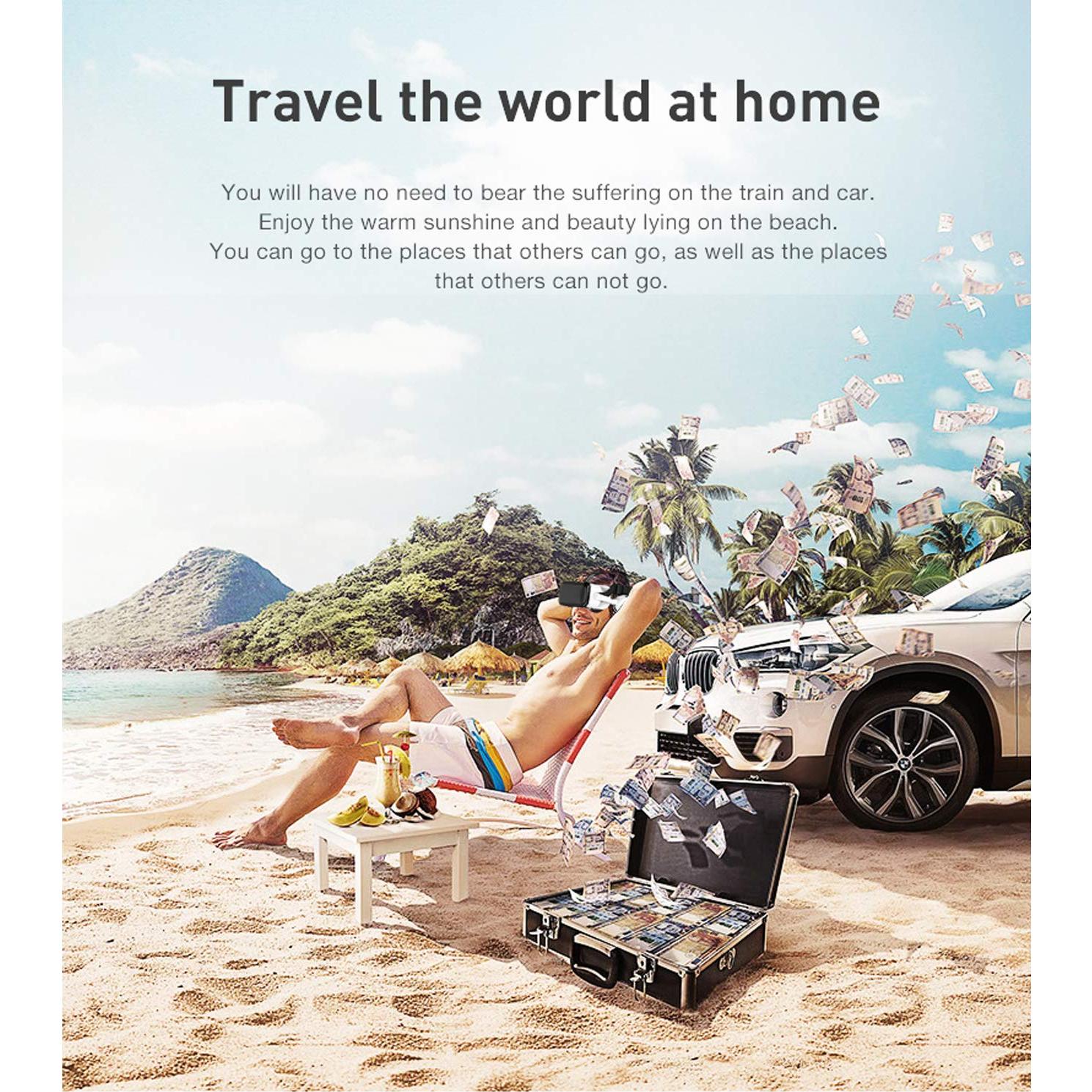 VR SHINECON Virtual Reality VR Headset 3D Glasses Headset Helmets VR Goggles for TV, Movies & Video Games Compatible iOS, Android &Support 4.7-6.53 inch with Remote Control