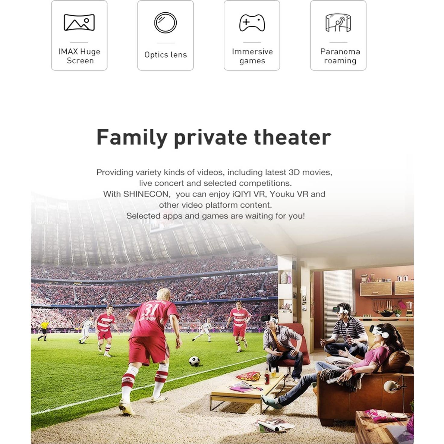 VR SHINECON Virtual Reality VR Headset 3D Glasses Headset Helmets VR Goggles for TV, Movies & Video Games Compatible iOS, Android &Support 4.7-6.53 inch with Remote Control