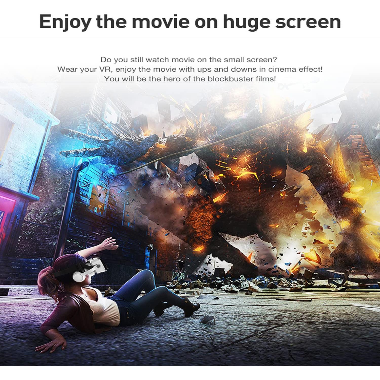 VR SHINECON Virtual Reality VR Headset 3D Glasses Headset Helmets VR Goggles for TV, Movies & Video Games Compatible iOS, Android &Support 4.7-6.53 inch with Remote Control