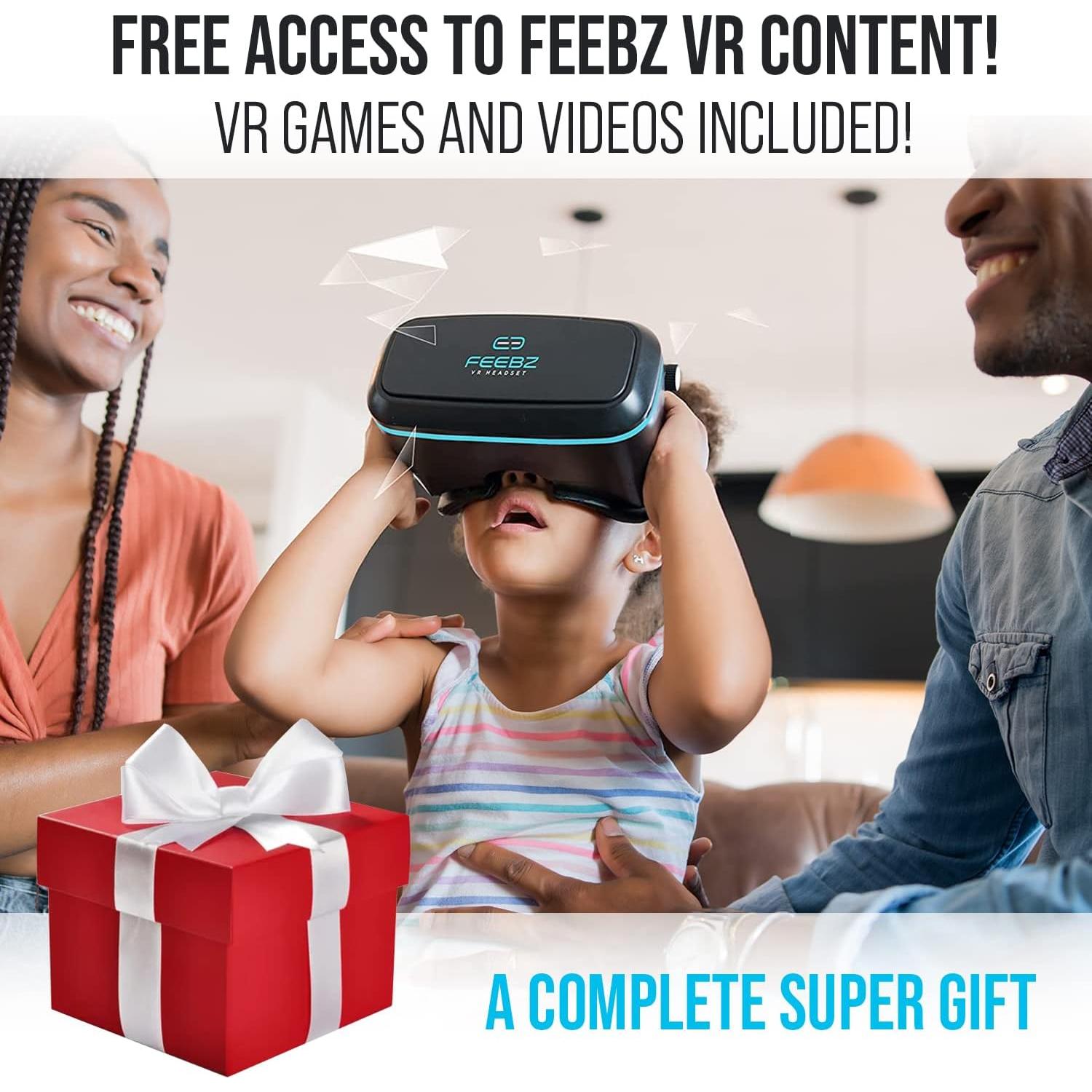 VR Headset for iPhone & Android 1.0 - for Kids | with Links to 3D VR Videos + VR Games for Android | Virtual Reality Goggles Set for Phones 4.5"-6.5"