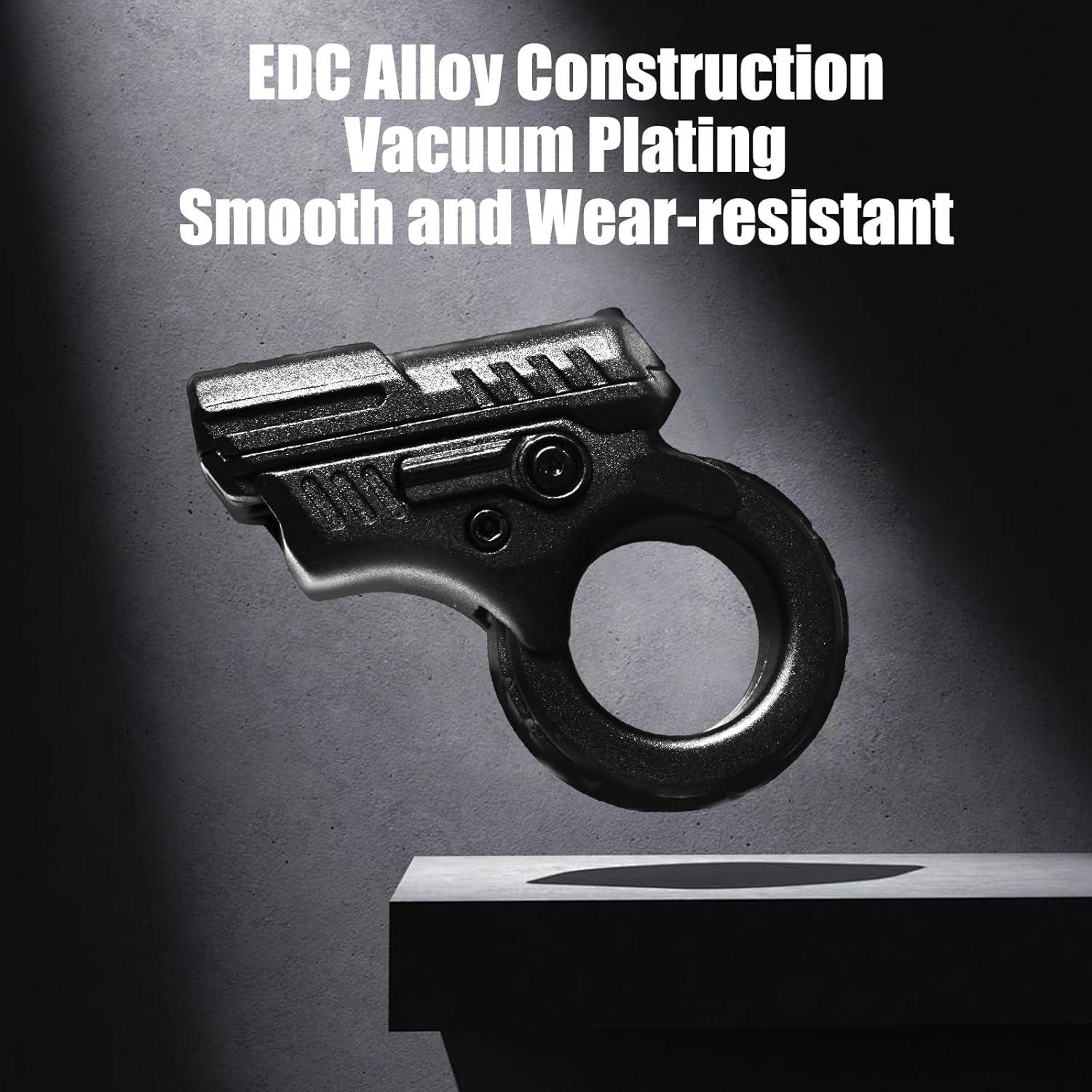 OBEST Alloy Gun Shape Fidget Ring, Metal Fingertip Toy Pistol, Office Cool Desk Anxiety Stress Relief, ADHD Sufferers Gift Toys (Black)