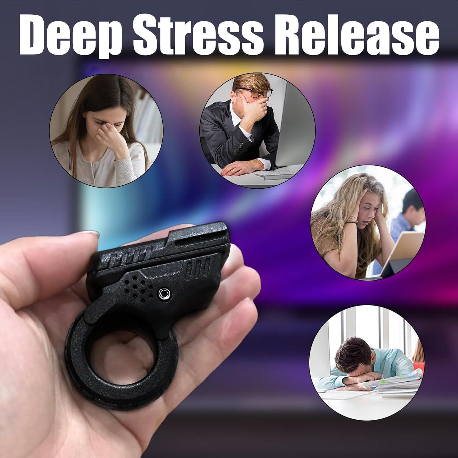 OBEST Alloy Gun Shape Fidget Ring, Metal Fingertip Toy Pistol, Office Cool Desk Anxiety Stress Relief, ADHD Sufferers Gift Toys (Black)