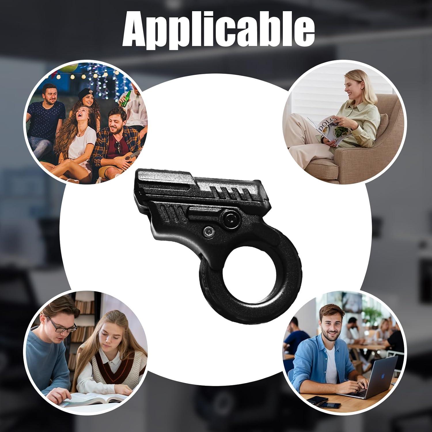 OBEST Alloy Gun Shape Fidget Ring, Metal Fingertip Toy Pistol, Office Cool Desk Anxiety Stress Relief, ADHD Sufferers Gift Toys (Black)