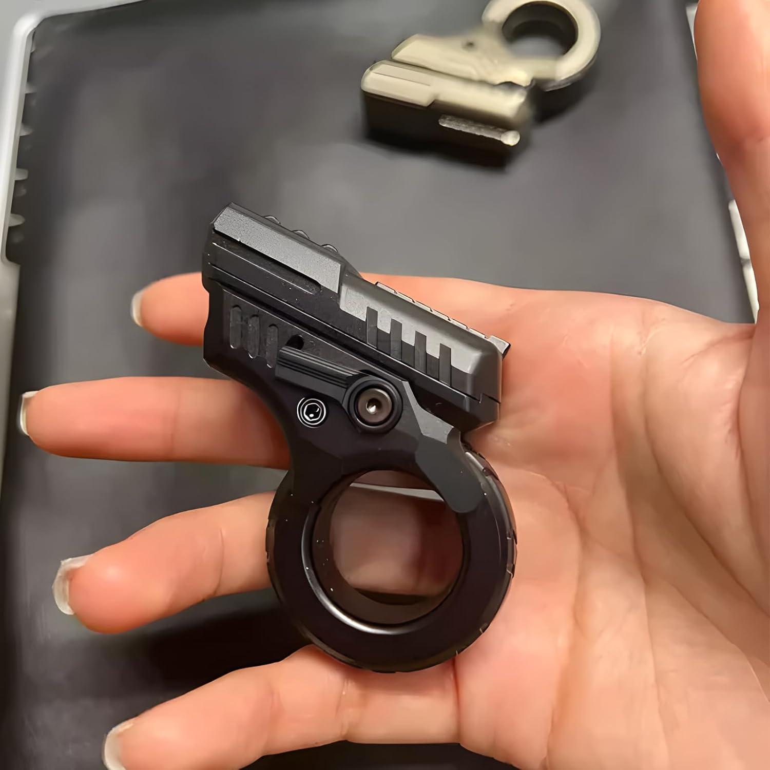 Fidget Gun Slider, Zoom Gun Fidget Toys, Metal Alloy Fidget Toy Gun Slider, Ring Fingertip Toy Gun Adult Fidgety Anxiety Sufferers Stress Relief Relax ADHD EDC Gyro Finger Fidget Toy