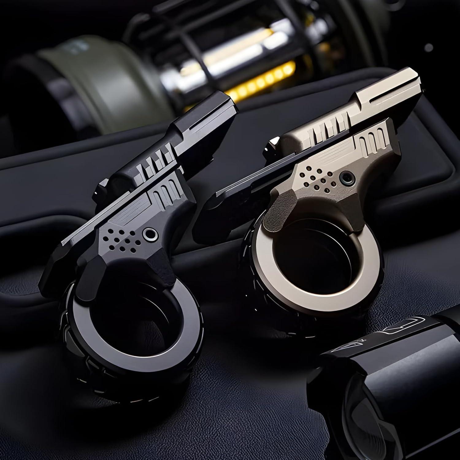 Fidget Gun Slider, Zoom Gun Fidget Toys, Metal Alloy Fidget Toy Gun Slider, Ring Fingertip Toy Gun Adult Fidgety Anxiety Sufferers Stress Relief Relax ADHD EDC Gyro Finger Fidget Toy