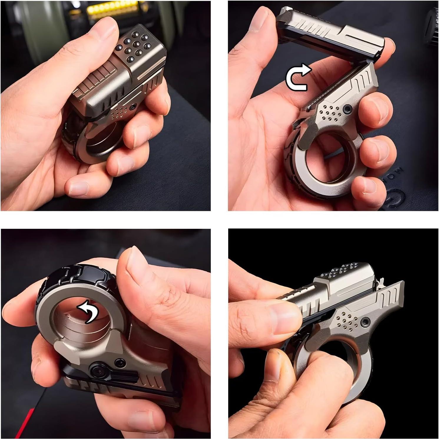Fidget Gun Slider, Zoom Gun Fidget Toys, Metal Alloy Fidget Toy Gun Slider, Ring Fingertip Toy Gun Adult Fidgety Anxiety Sufferers Stress Relief Relax ADHD EDC Gyro Finger Fidget Toy