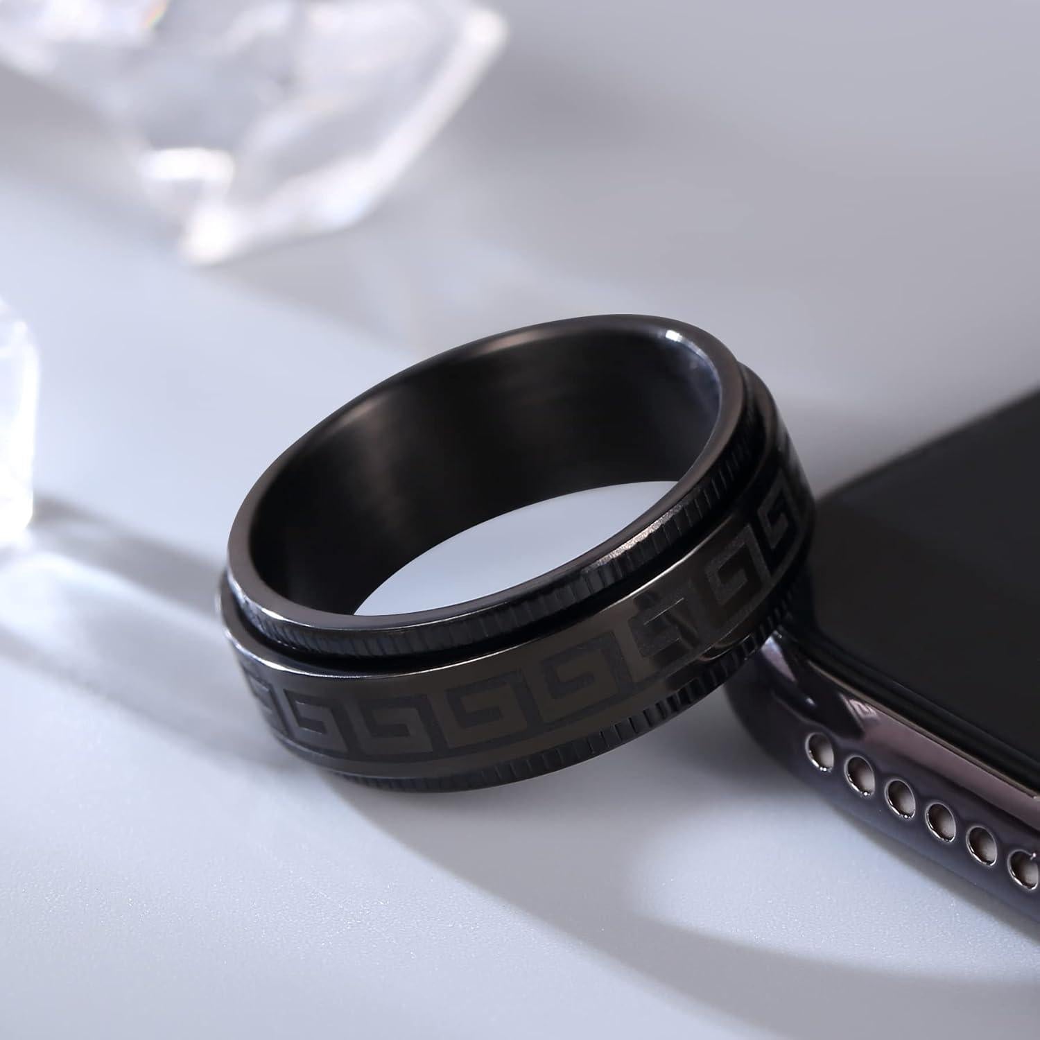 Anillo giratorio de acero inoxidable Adreamz 8 mm negro azul