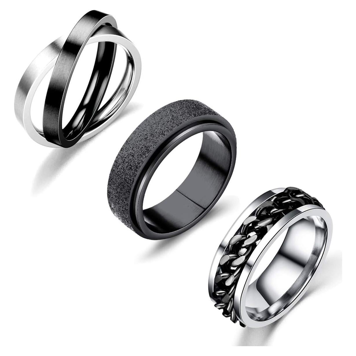 Anillos de Ansiedad Spinner Nanafast 3 PCS Acero Inoxidable Talla 6-12