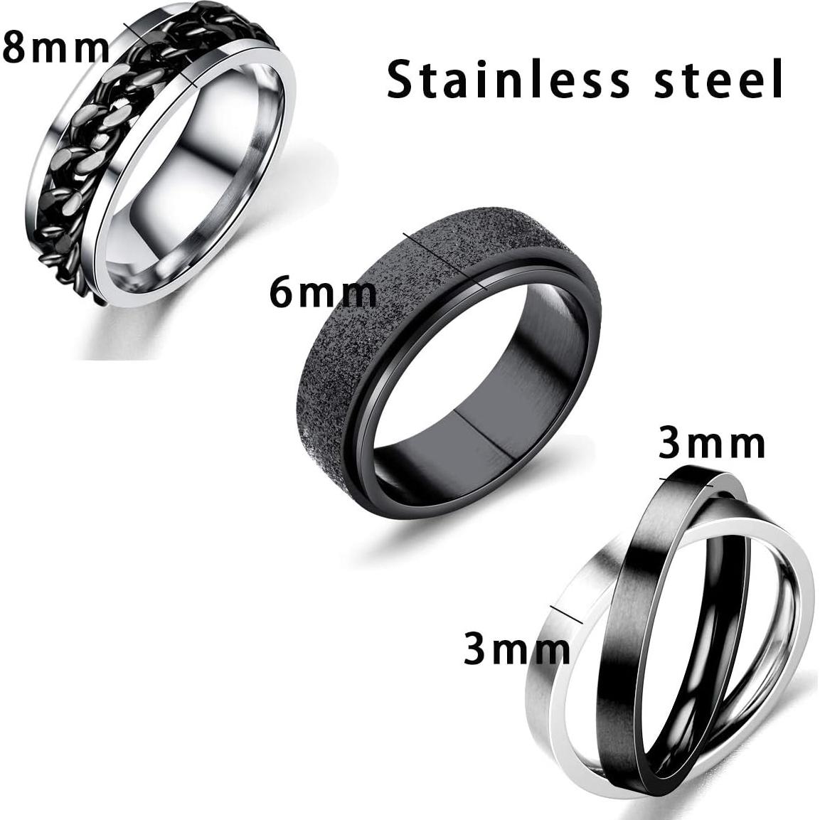 Anillos de Ansiedad Spinner Nanafast 3 PCS Acero Inoxidable Talla 6-12