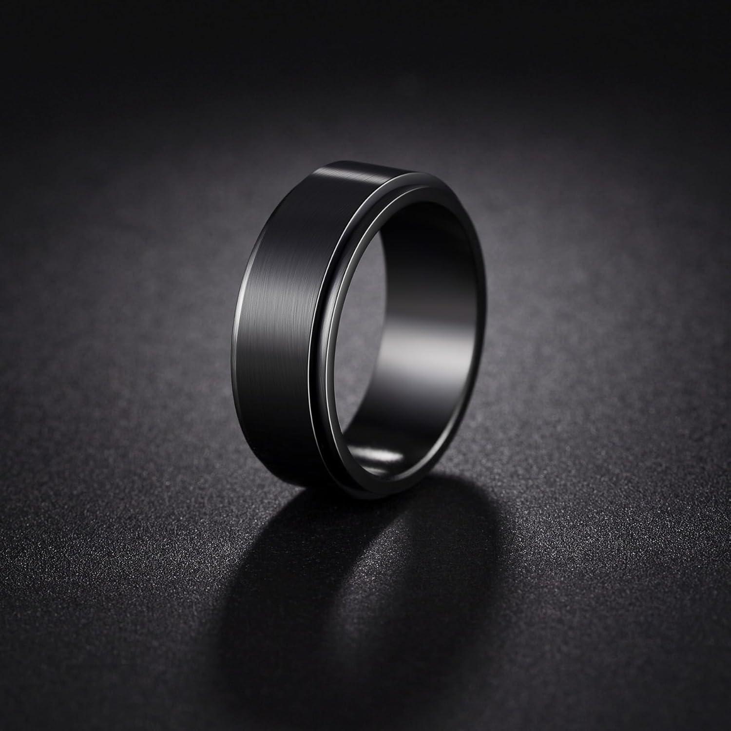 Anillo Antiestrés de Acero Inoxidable Titanio 8mm Unisex