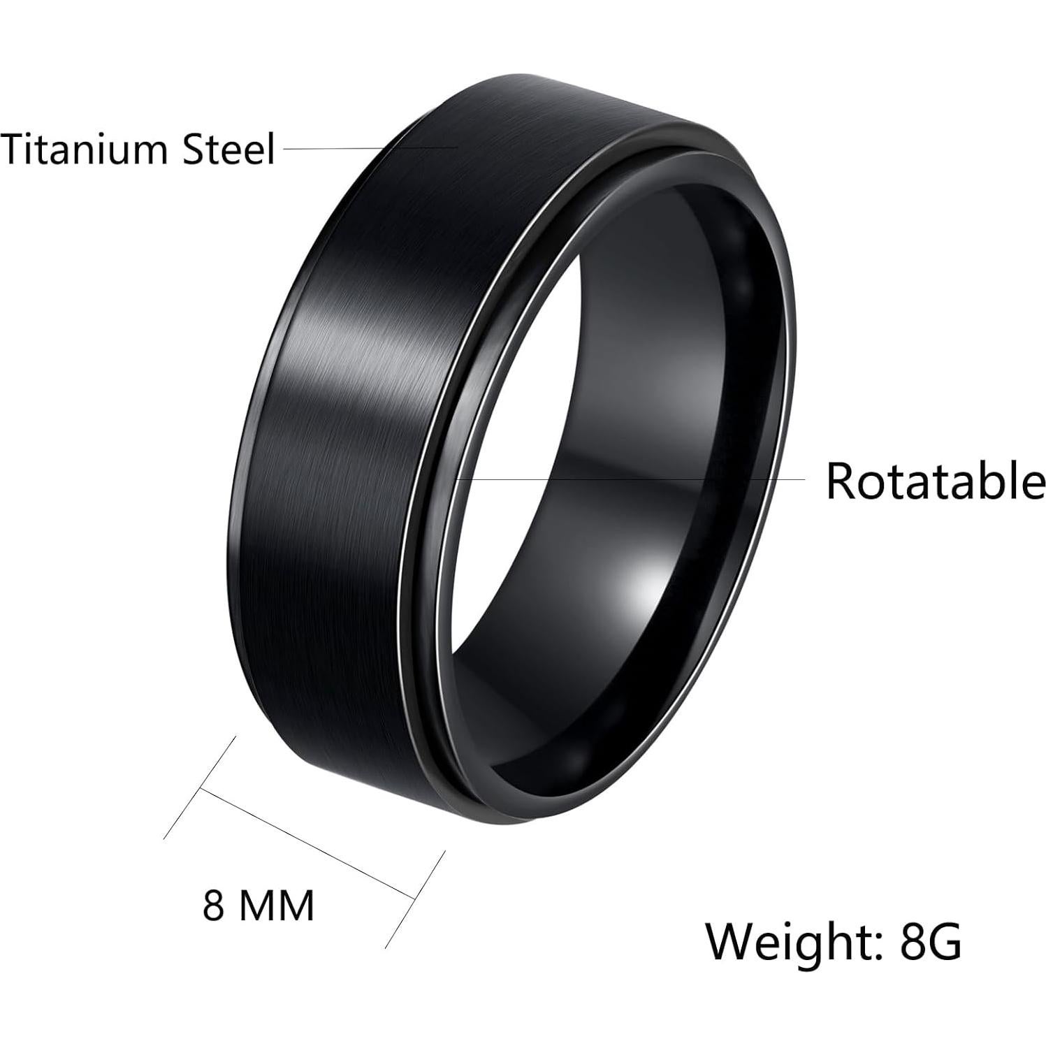 Anillo Antiestrés de Acero Inoxidable Titanio 8mm Unisex