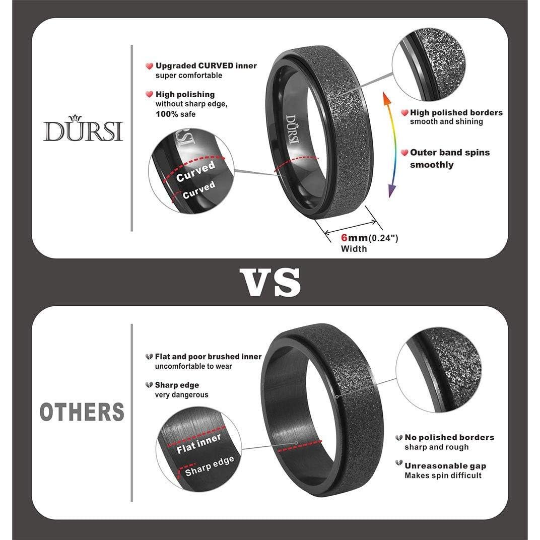 Anillo Giratorio de Estrés Dursi Acero Inoxidable 6MM Negro