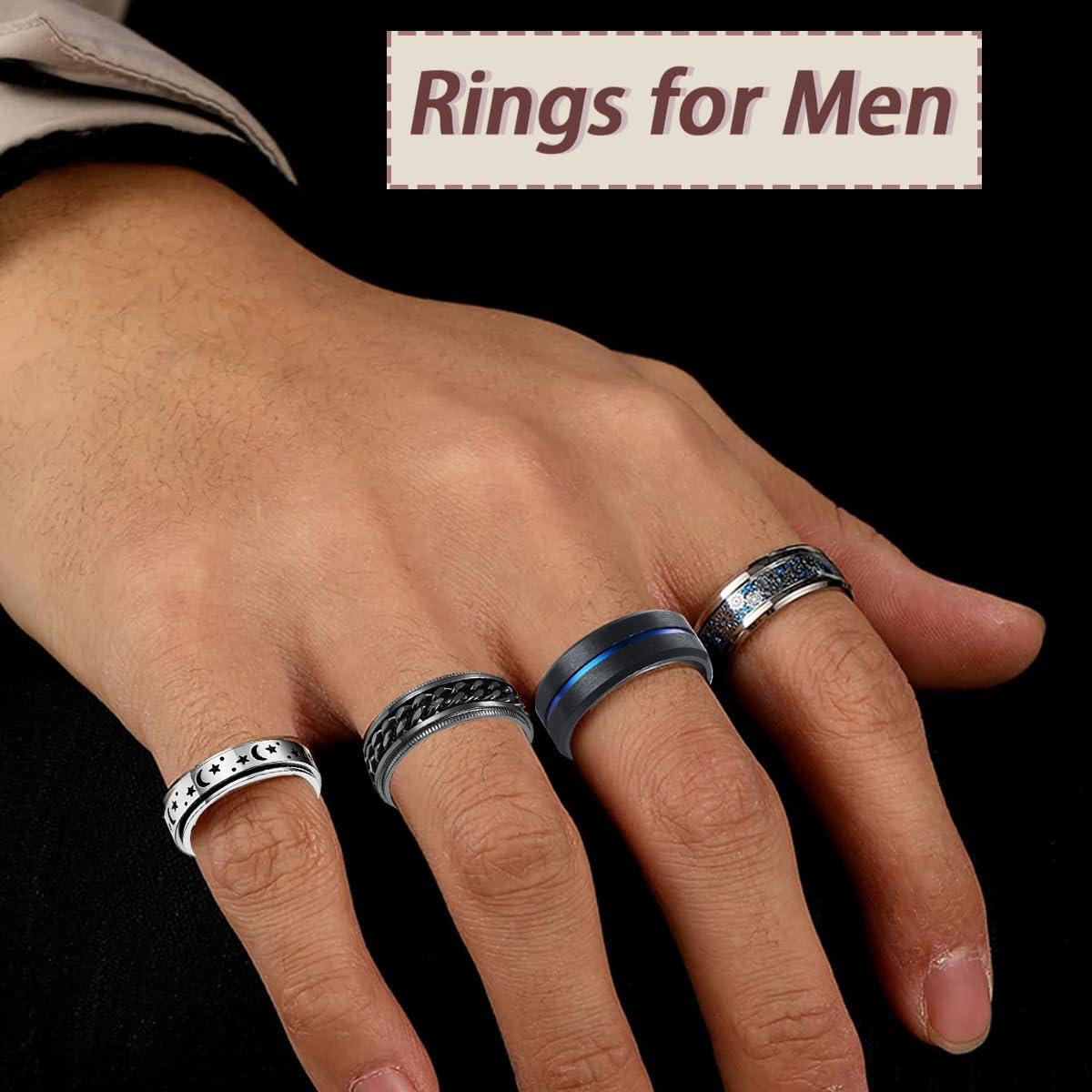 Conjunto de 9 Anillos de Acero Inoxidable para Hombres - PINCHUAN