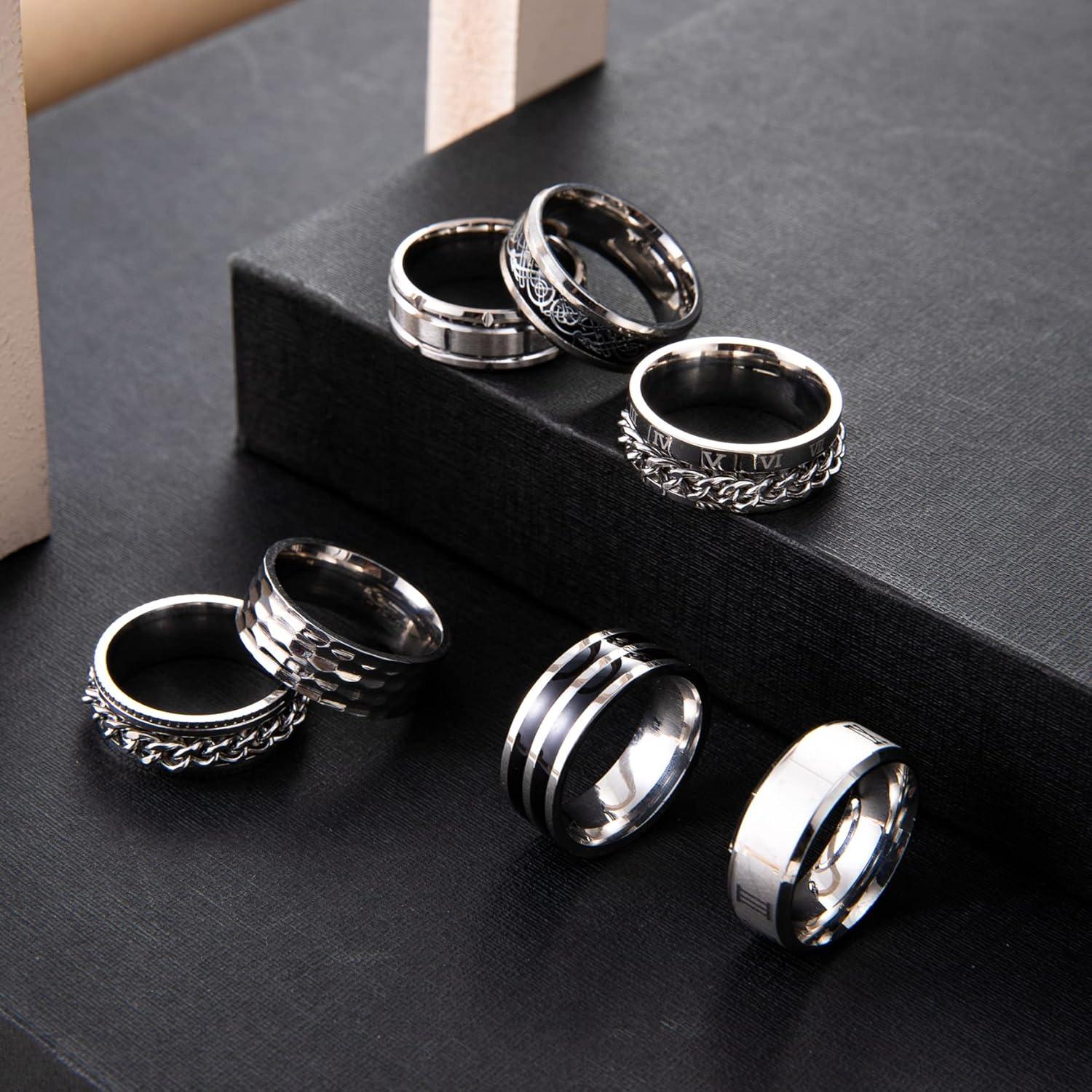 Conjunto de 9 Anillos de Acero Inoxidable YOVORO Antiestrés