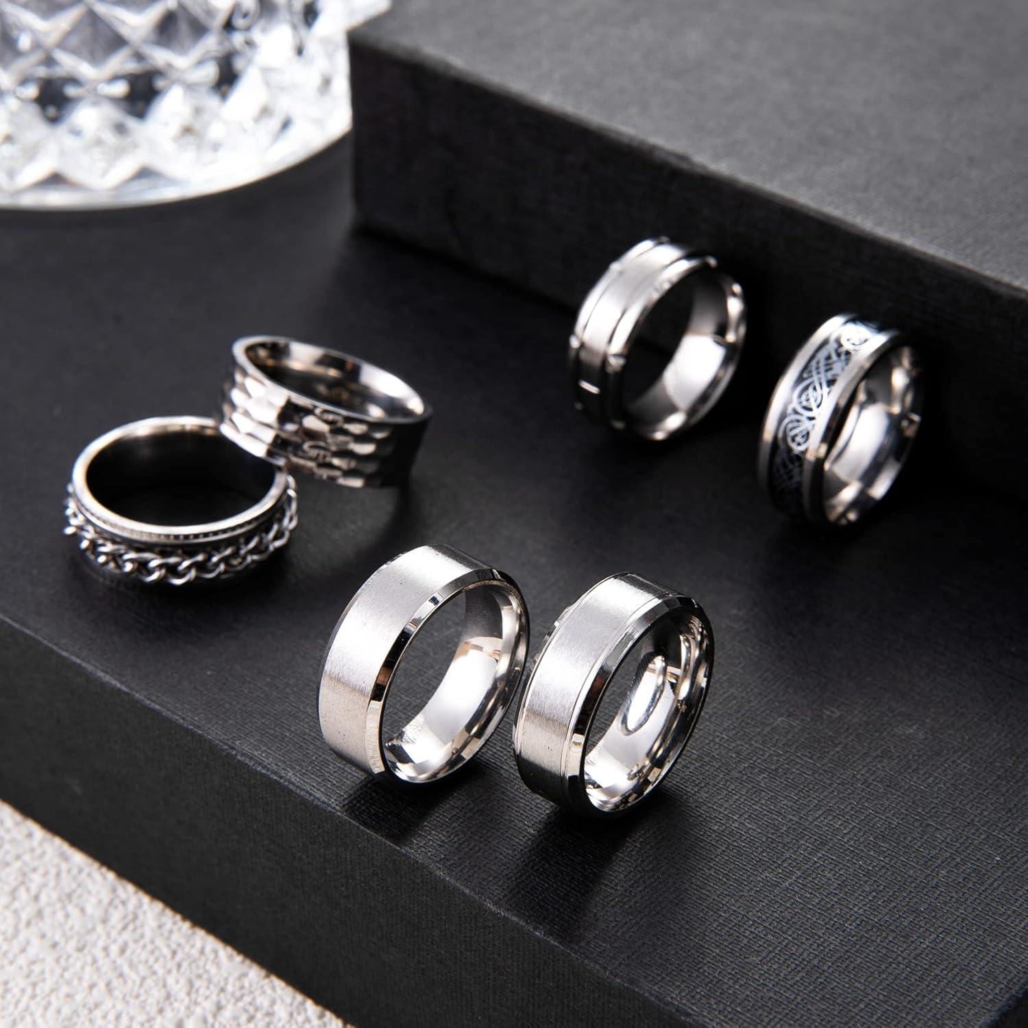 Conjunto de 9 Anillos de Acero Inoxidable YOVORO Antiestrés