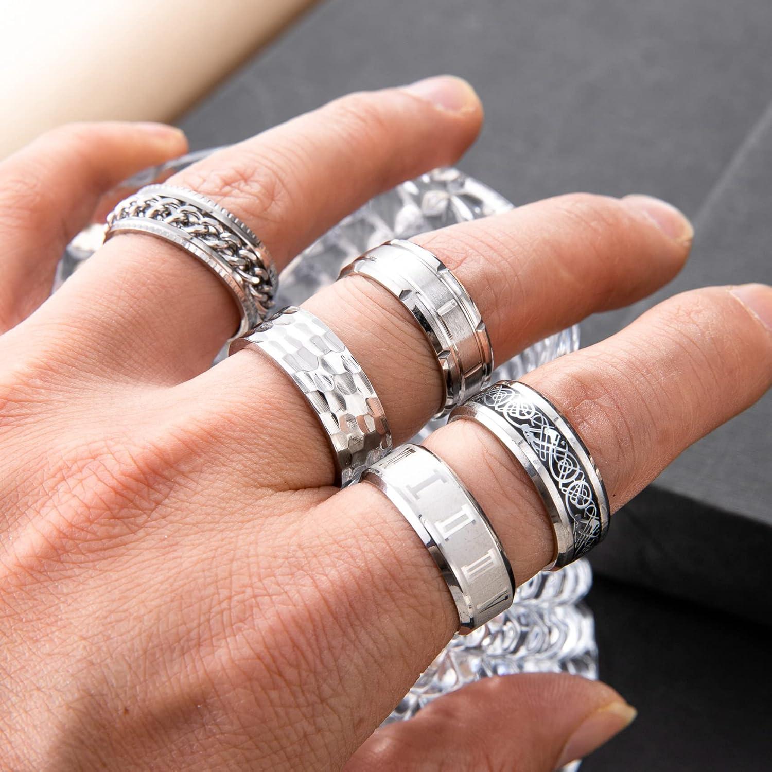 Conjunto de 9 Anillos de Acero Inoxidable YOVORO Antiestrés