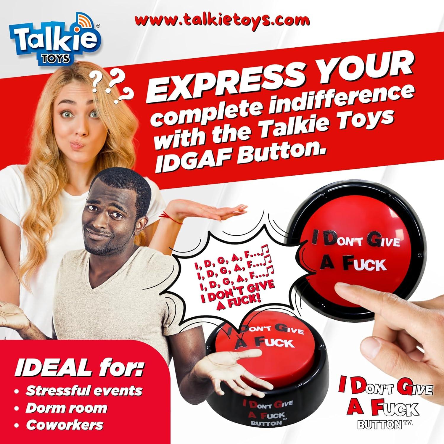 Botón de Broma Talkie Toys IDGAF - 8 Frases Graciosas