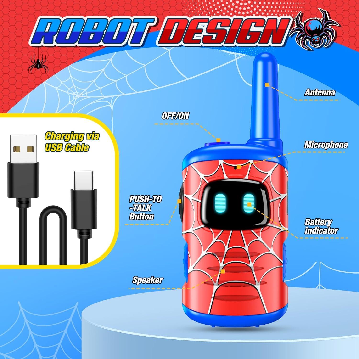 Walkie Talkies Recargables Webspidee para Niños - Paquete de 2