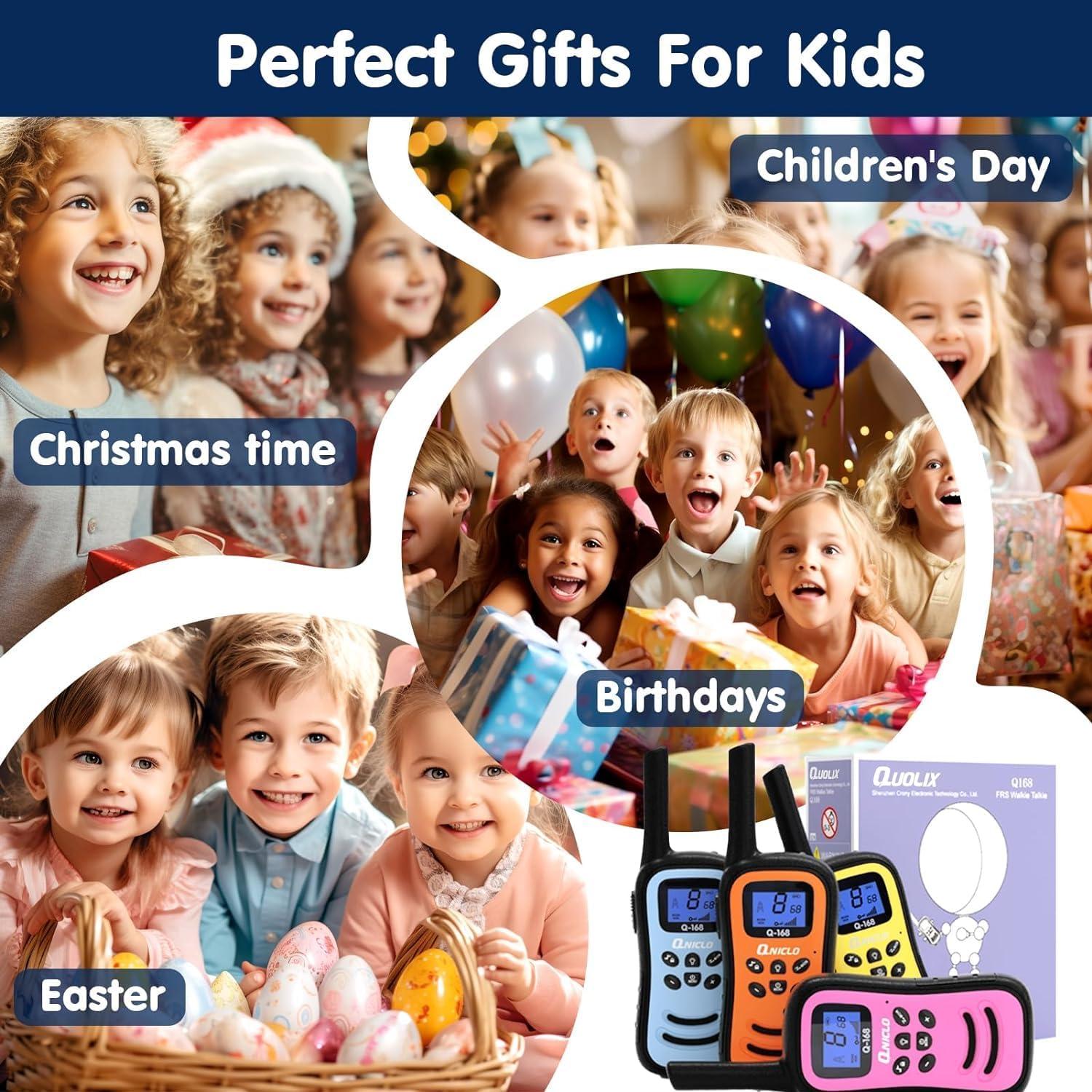 Walkie Talkies Recargables Quolix para Niños 3-12 Años