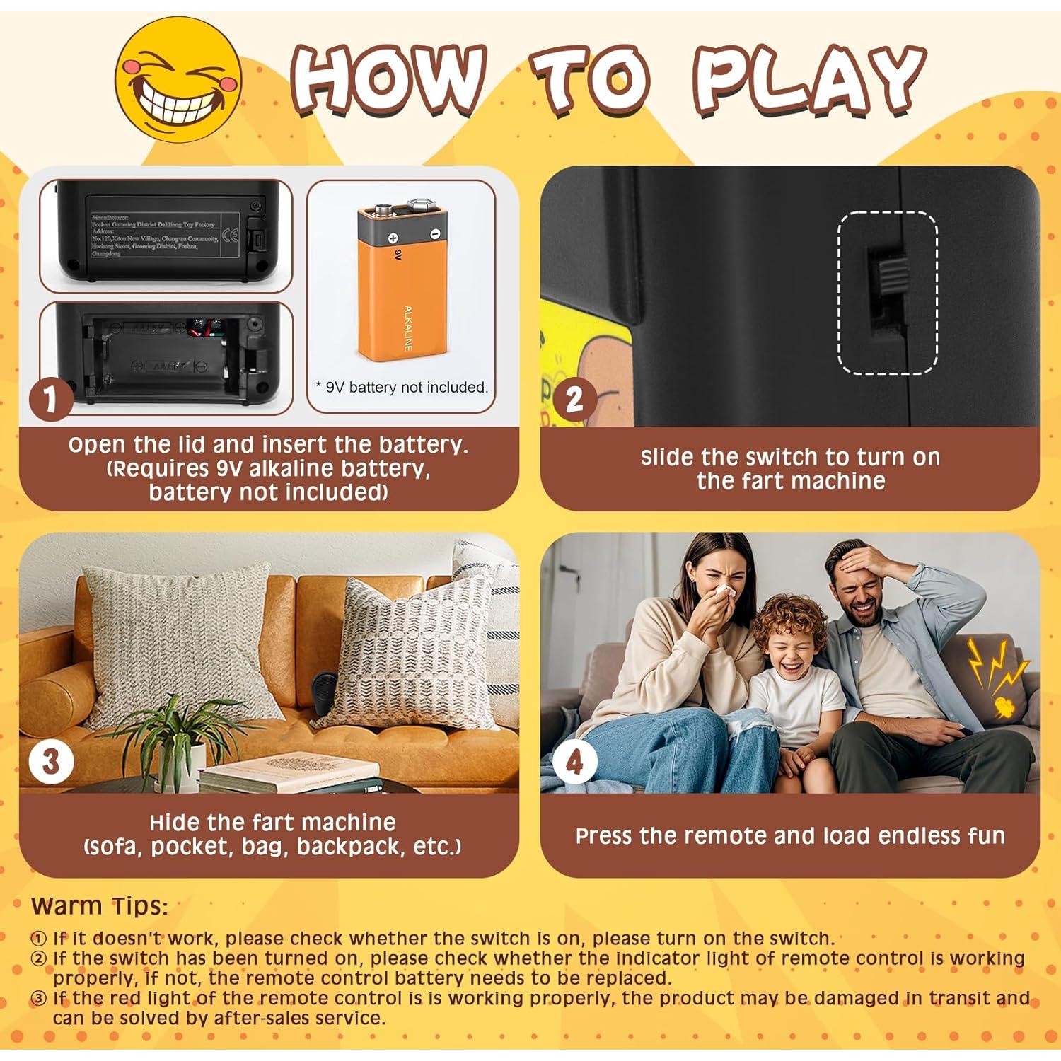 Máquina de Pedos Control Remoto TAABHBU - 50 Sonidos Divertidos