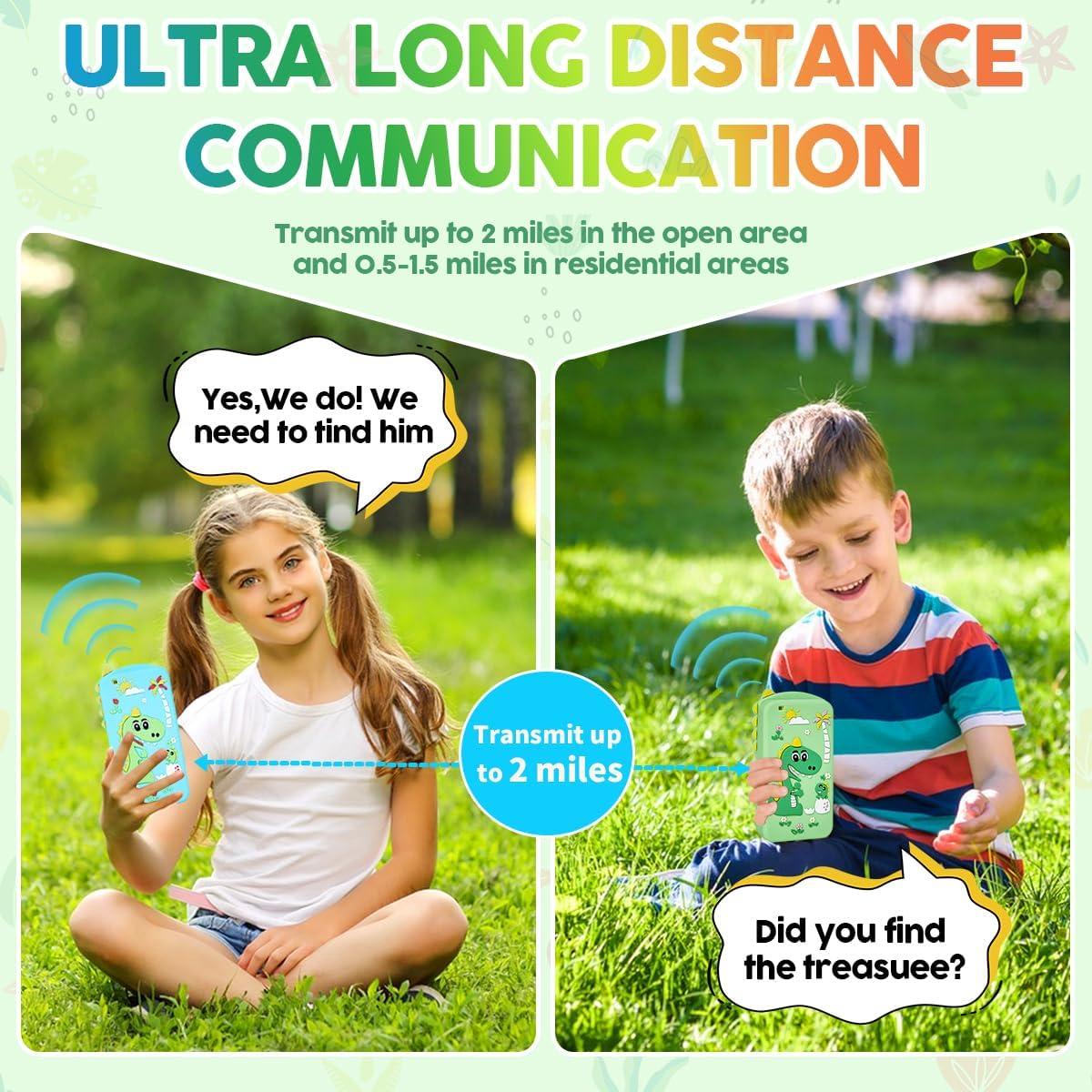 Walkie Talkies Niños Recargables Miduo 2 Paquete Dinosaurio