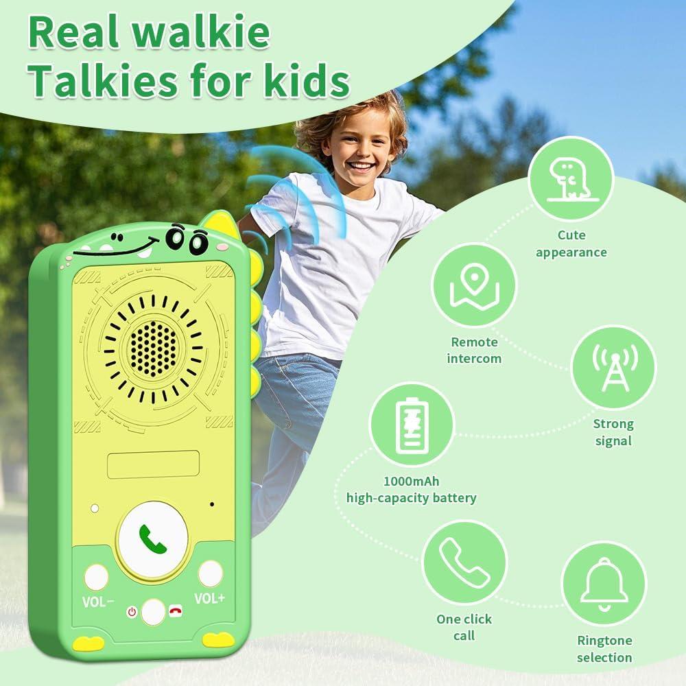 Walkie Talkies Niños Recargables Miduo 2 Paquete Dinosaurio