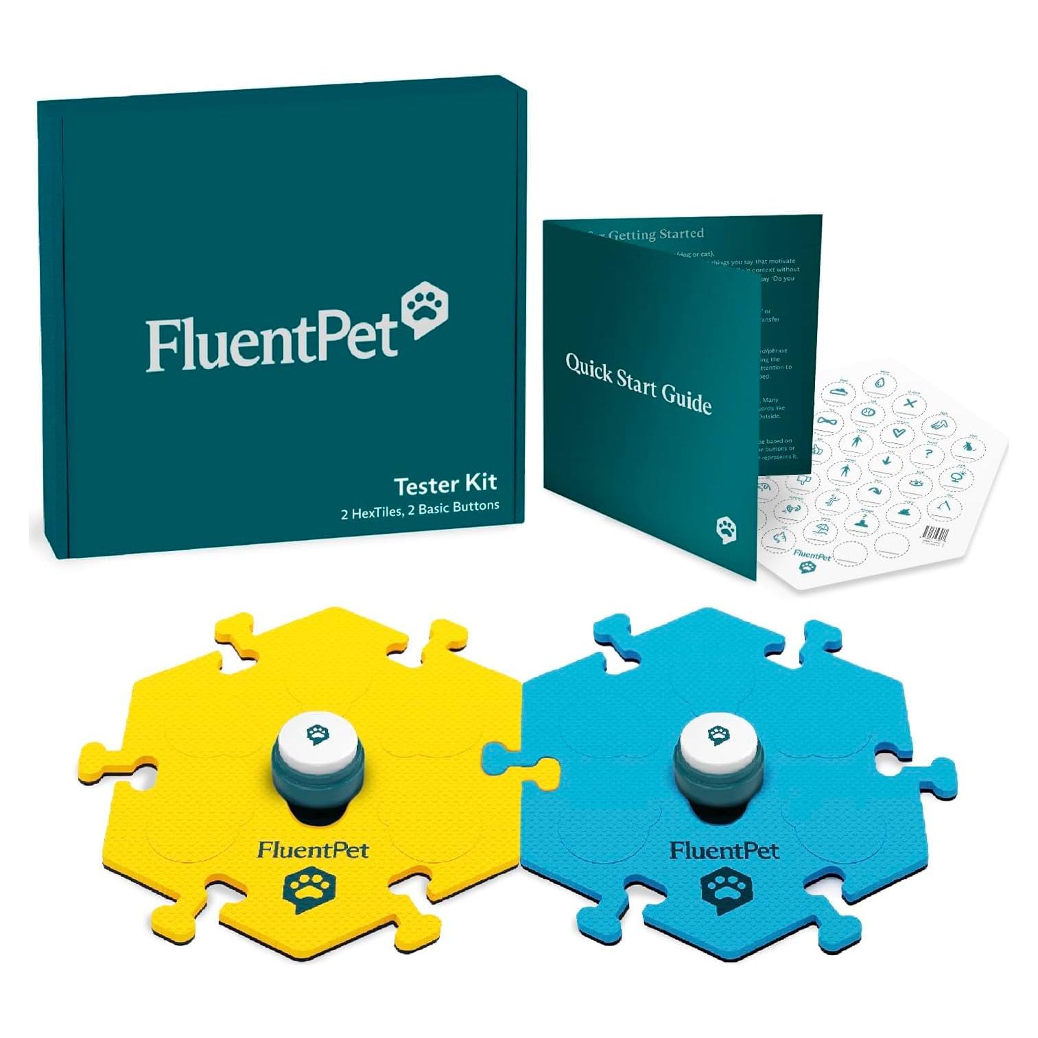 Kit de Prueba FluentPet - 2 Botones de Comunicación y 1 HexTile Azul