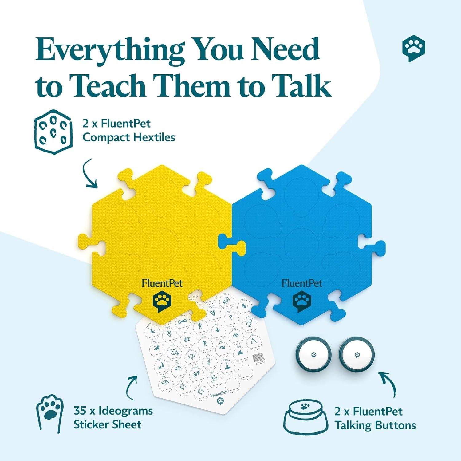 Kit de Prueba FluentPet - 2 Botones de Comunicación y 1 HexTile Azul