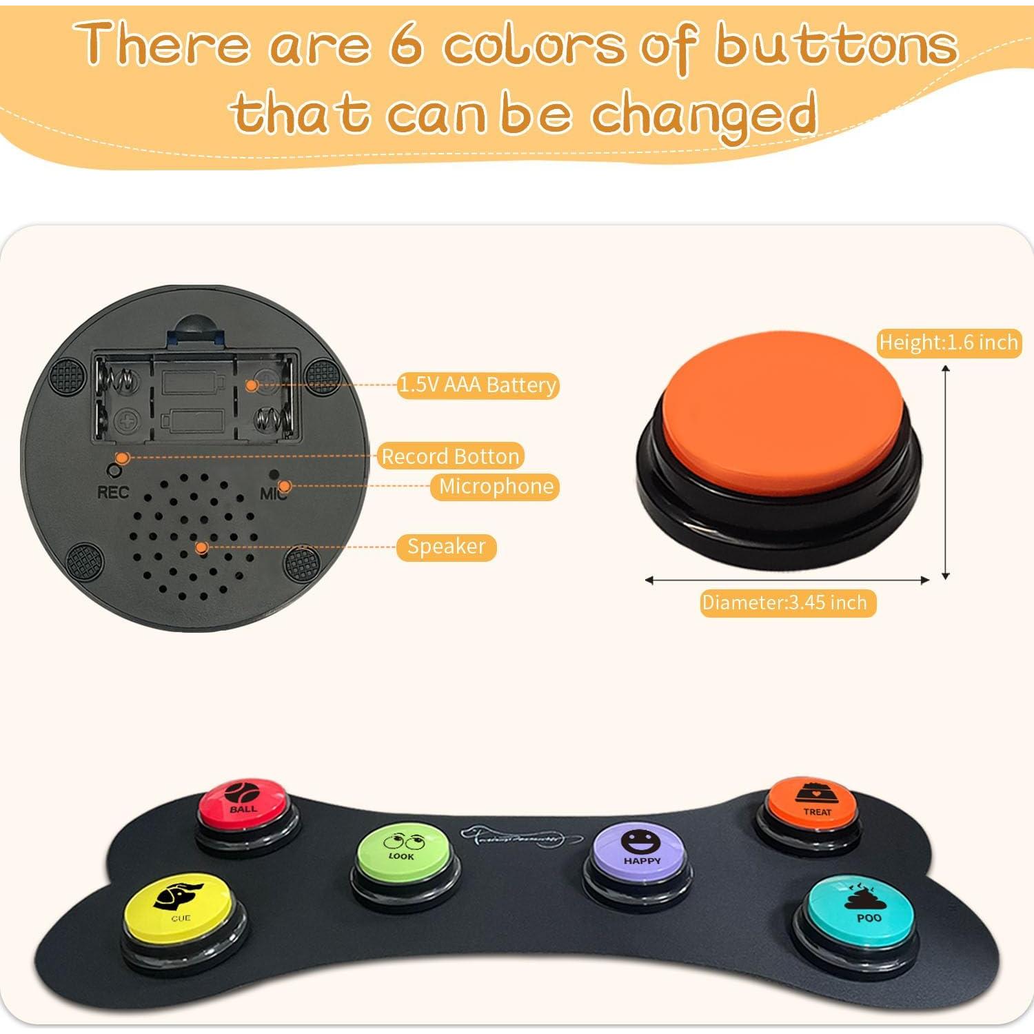 Conjunto de Botones de Entrenamiento de Voz RIBOSY - 6 Botones Grabables