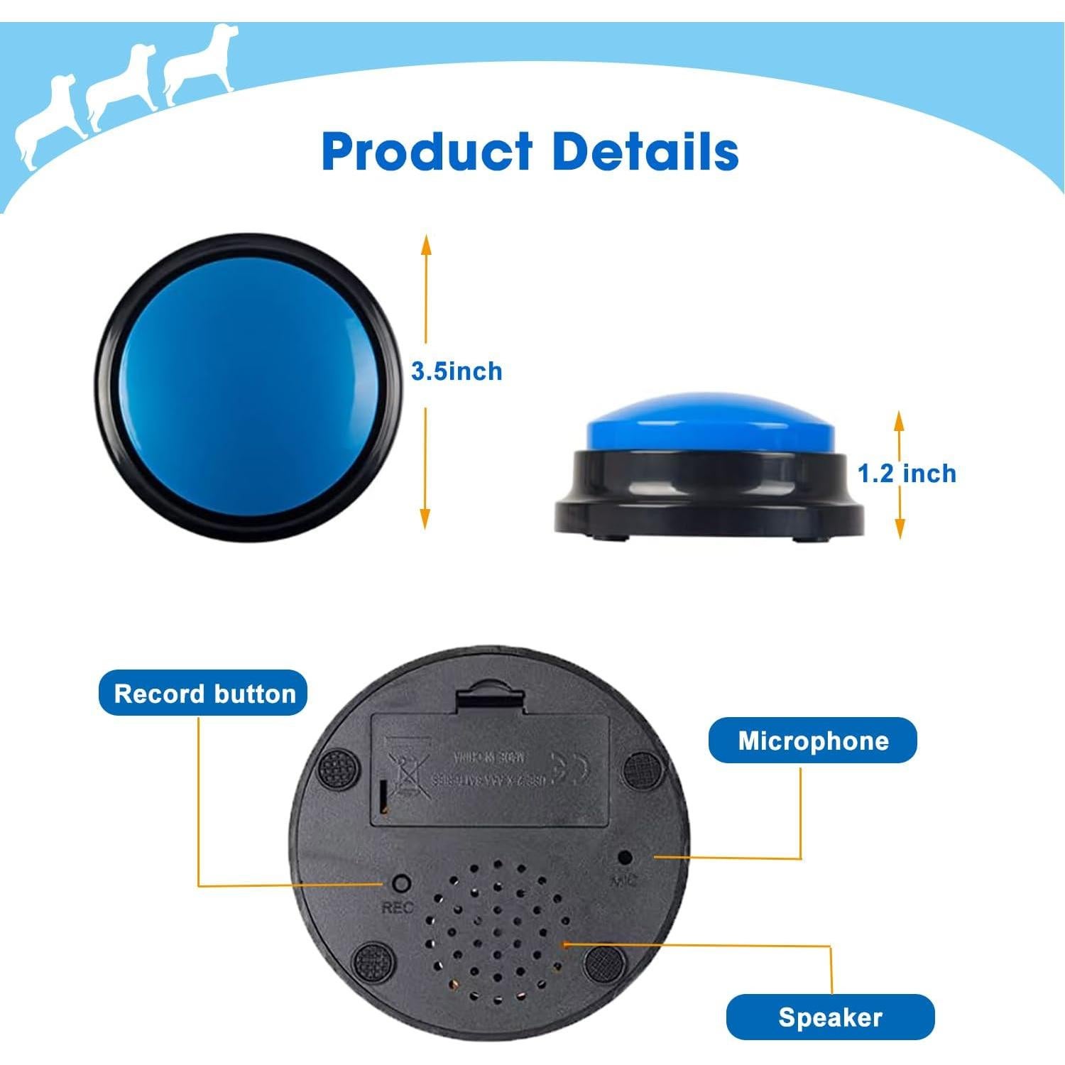 Botón de Grabación de Voz BoArt 30s para Entrenamiento de Mascotas
