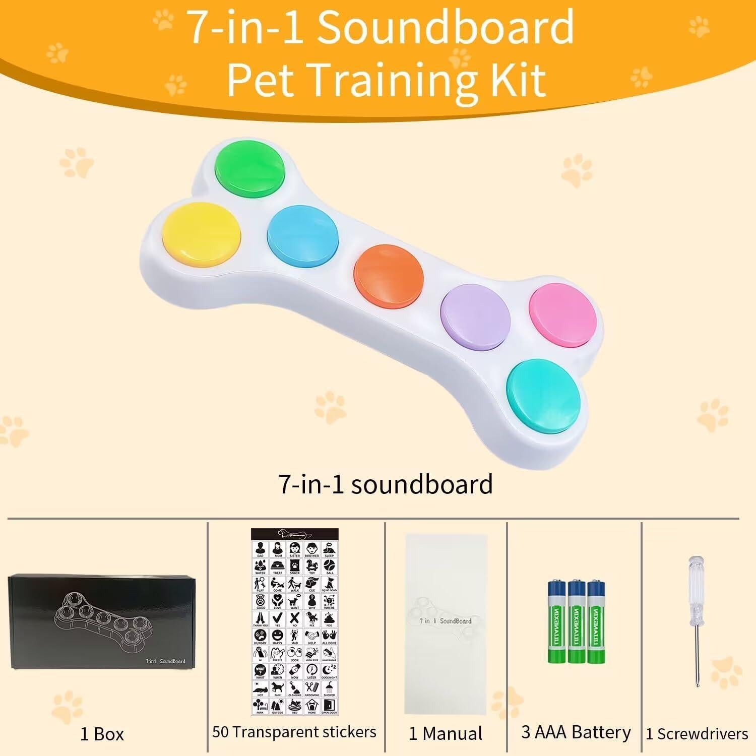 Conjunto de Botones de Entrenamiento RIBOSY para Perros 7 en 1