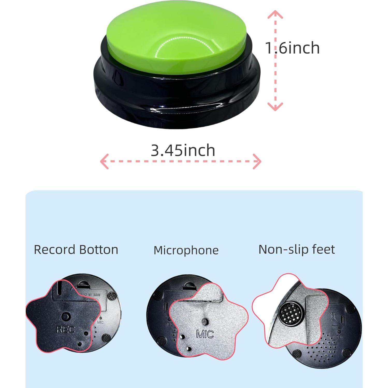 Botón de Comunicación para Perros ZUMEHU Verde 30 Segundos