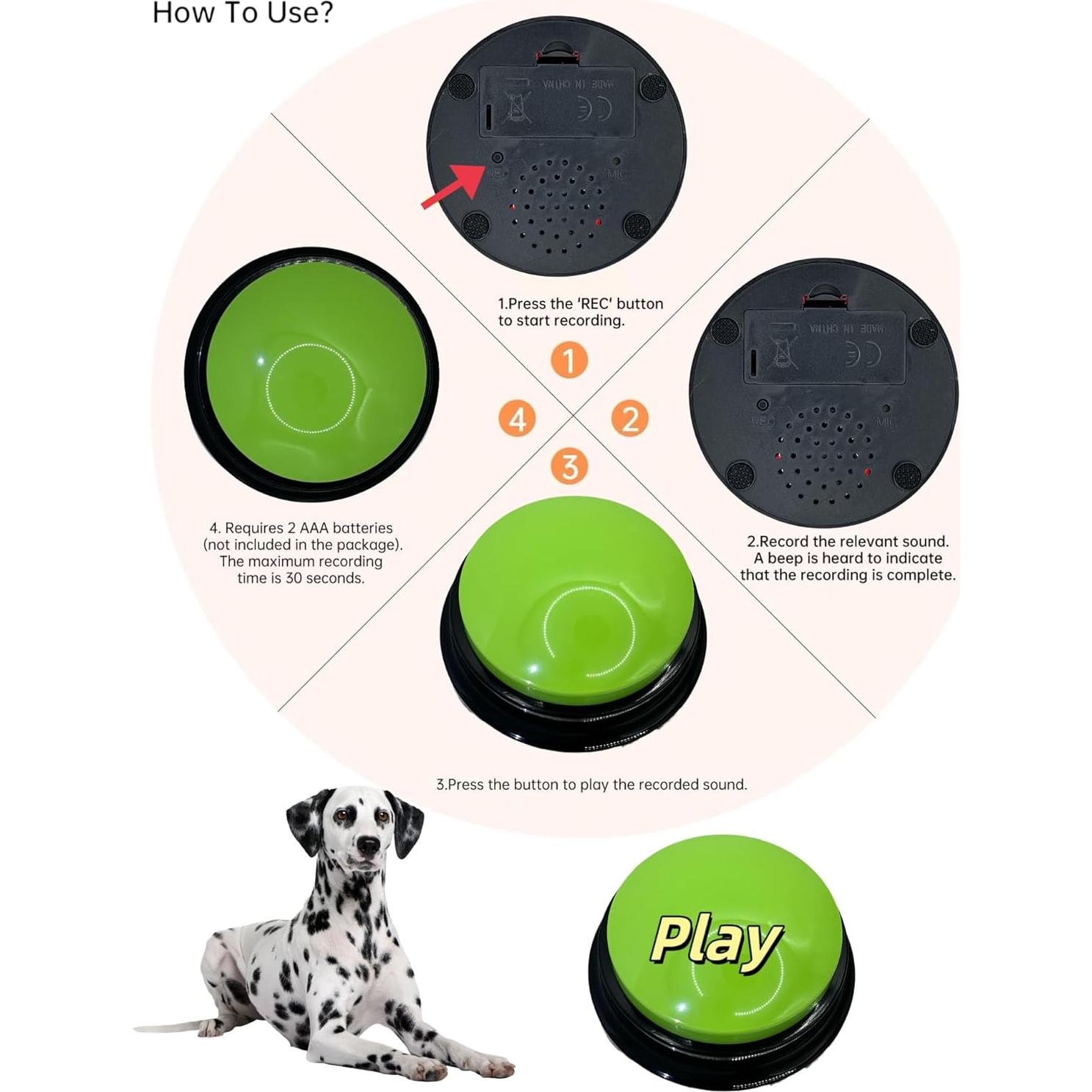 Botón de Comunicación para Perros ZUMEHU Verde 30 Segundos