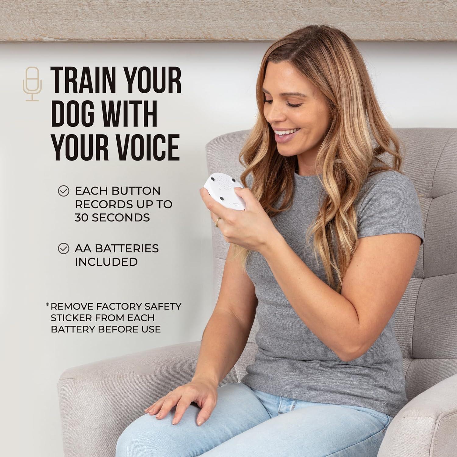 Talking Buttons for Dogs - Dog Training Push Buttons -Talk Commands into 6 Speaking Buttons with 24 Command Stickers for Easily Training Dogs