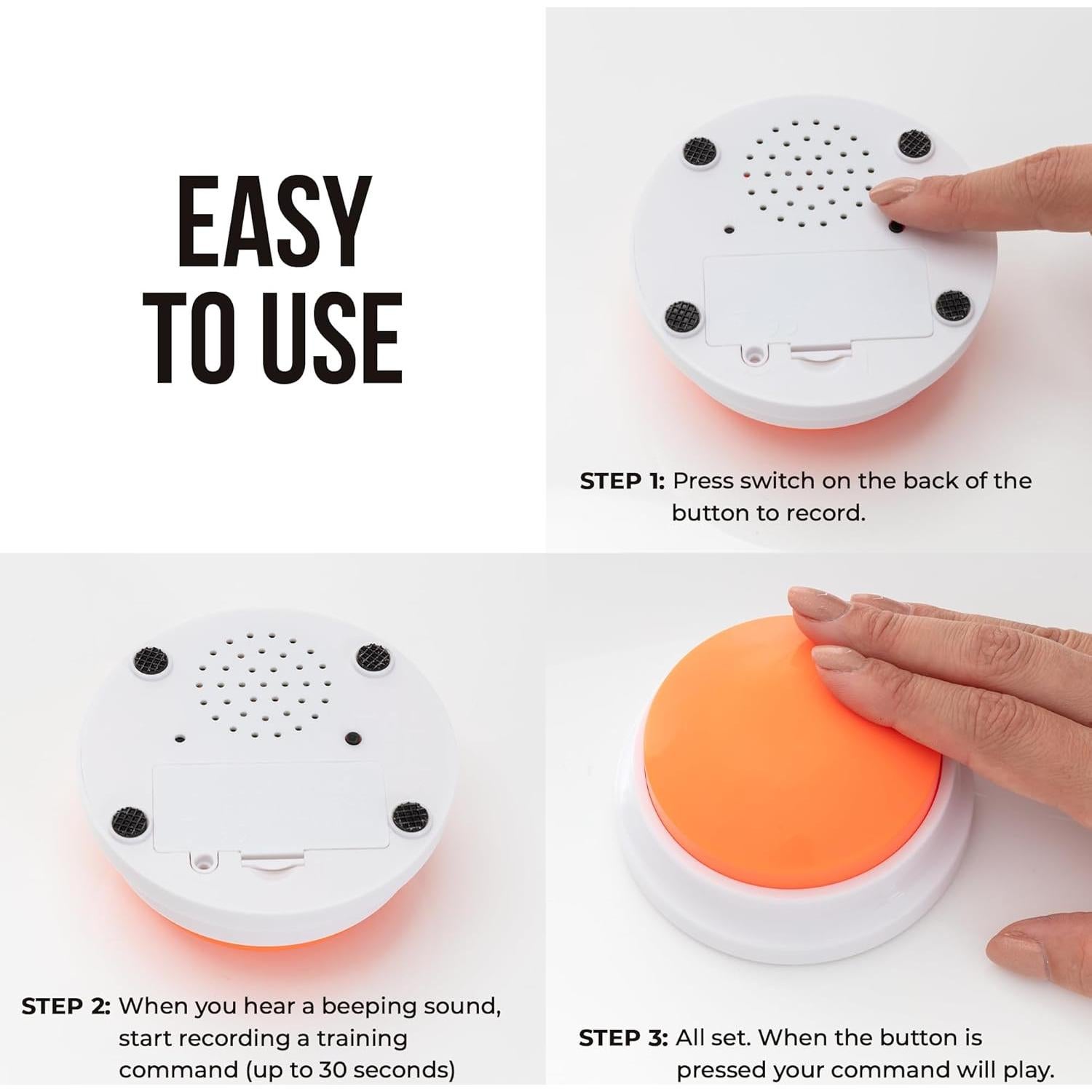 Talking Buttons for Dogs - Dog Training Push Buttons -Talk Commands into 6 Speaking Buttons with 24 Command Stickers for Easily Training Dogs