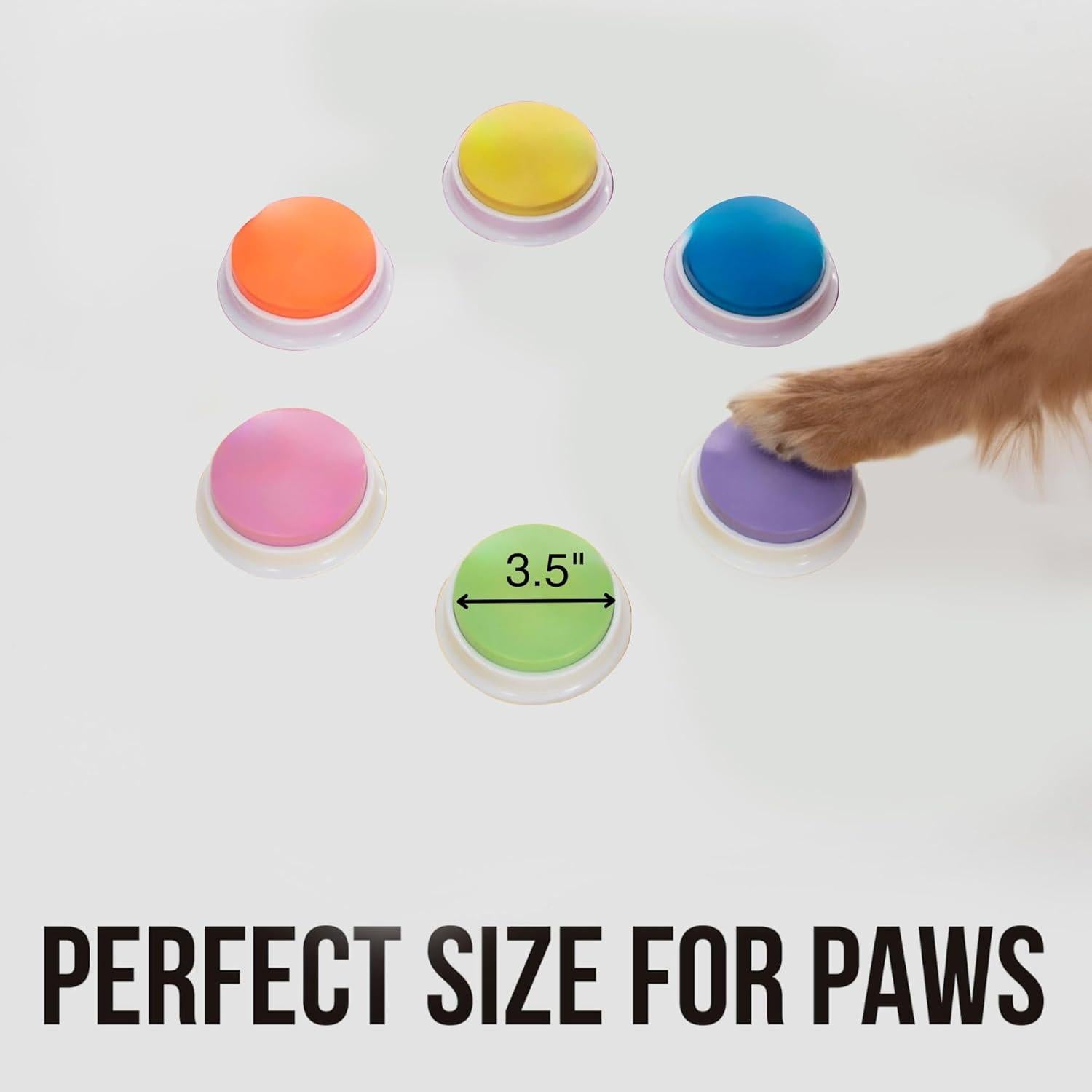 Talking Buttons for Dogs - Dog Training Push Buttons -Talk Commands into 6 Speaking Buttons with 24 Command Stickers for Easily Training Dogs